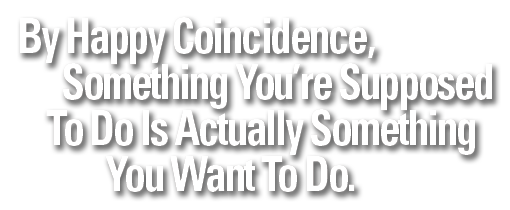 By Happy Coincidence, Something You're Supposed To Do Is Actually Something You Want To Do. 